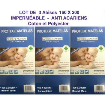 3 housses de matelas 160 x 200 cm anti-acariens et imperméables