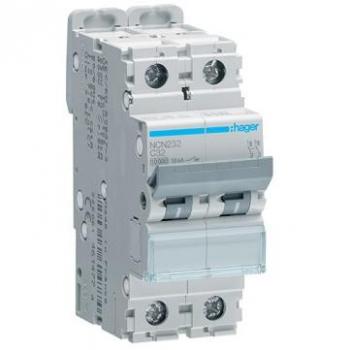 Hager LS‑Schalter NCN232 – 2 Pole, 10 kA, C‑32A, 2 Meter