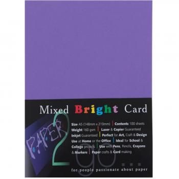 Paper2go A5 Bright Rainbow Card 160gsm Pack of 100