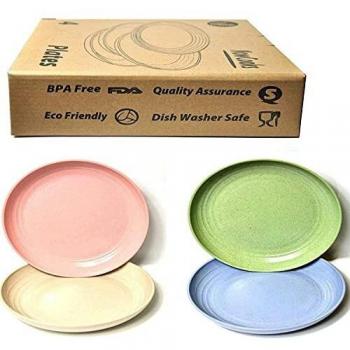 Break Resistant Large Plates, BPA Free, 4 Pack 23cm / 8.8”