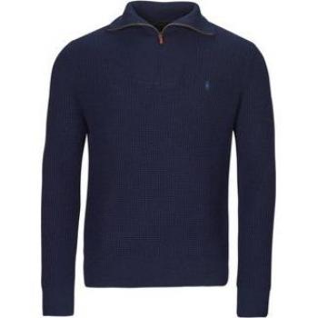 Polo Ralph Lauren Pullover a zip media in lana con trama goffrata, colore blu scuro