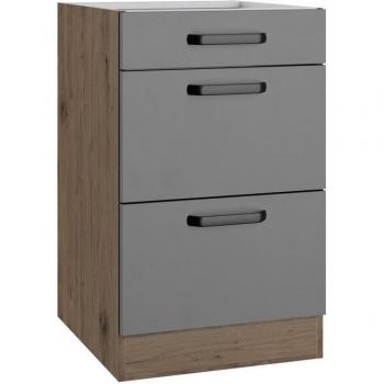Unterbau Elba 50 cm – zwei Schubladen – grau