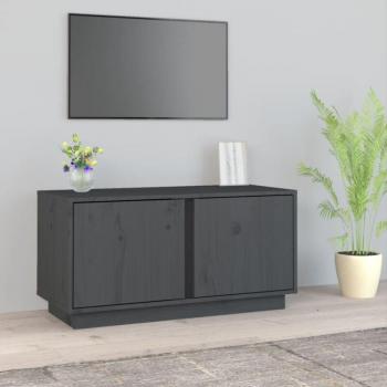 Avimac Möbel: TV‑Schrank Grau, 80 x35 x40,5 cm, Massivholz Kiefer