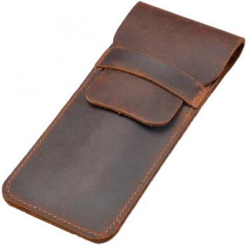 Porte-Stylos en Cuir Marron Unisexe, Style Vintage