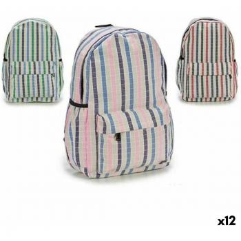 Multicolor Schooltas met Strepen 13 x 45 x 31 cm