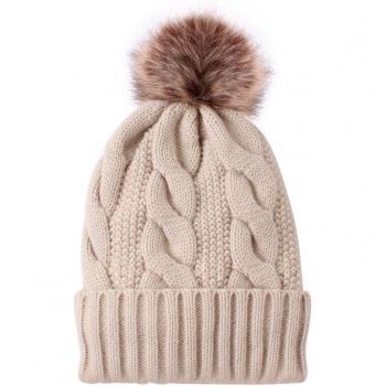Gorra de punto con pompom para invierno