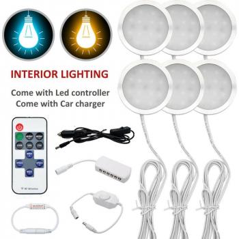 3000K 6X Warm LED Dome Light with Charger for Caravans