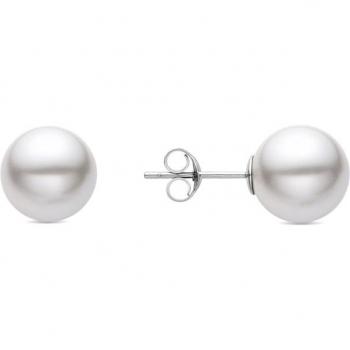 Boucles d’oreilles Luxenter Argent 925 Perle Blanche Rhodiée Diamètre 8 mm