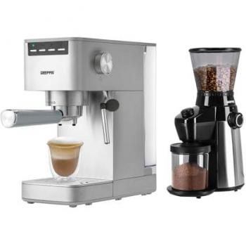 Geepas 1450W Espresso & Cappuccino System featuring 1.4L Milk Frother & 15‑Speed Grinder
