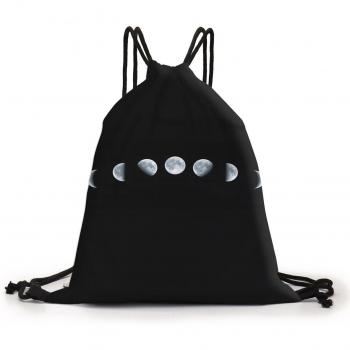 Deanfun 3D-Mondruck Tasche – Damenrucksack mit Kordelzug, Schwarz