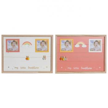 Cuadro Portafotos Infantil Arcoíris con Pinzas DKD Home Decor 42 x 2 x 32 cm (2 Unidades)