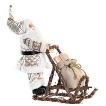 Decorazione Natalizia: Babbo Natale in Legno Grigio – 42x22x48 cm