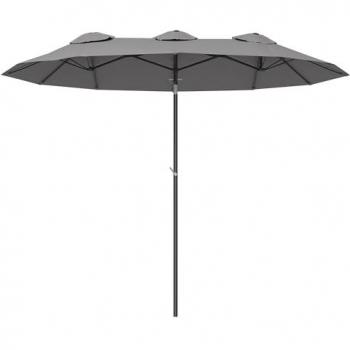 Parasol de jardin haut de gamme en polyester gris