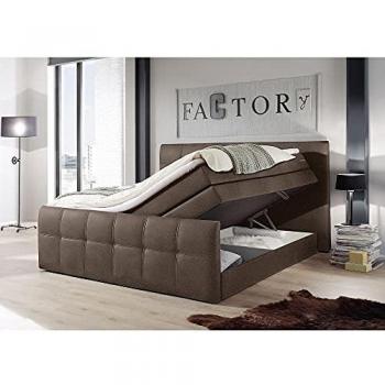 Boxspringbett SACRAMENTO-09, 180x200 cm, braun, mit Bettkasten und 4 cm Komfort T25 Schaum-Topper
