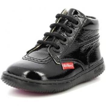 Boots enfant Kickers Kickbillista en cuir noir vernis