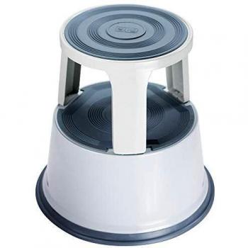 Dönges Rollhocker Step – Weiß, Stahlrahmen – 80 x 60 cm – 3 Schwenkrollen