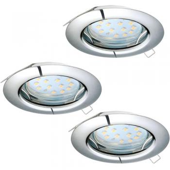 EGLO Peneto 3‑Spot‑Set – chromierter Stahl, flache LED-Leuchten, GU10 Fassung