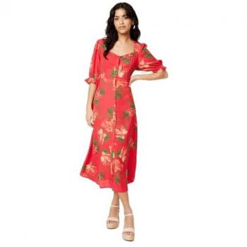 Petite Floral Button Through Midi Dress
