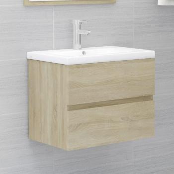 Armoire d'évier avec lavabo intégré en chêne sonoma en aggloméré