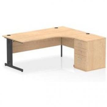 Impulse 1800mm Right Crescent Office Desk Managed Leg Workstation