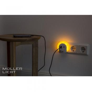 Müller-Licht 27700019 LED Nachtlicht mit USB Sensor und runder Form in Schwarz