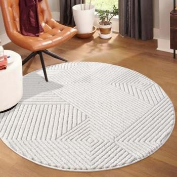 Tapis de Salon Relief Gris – Emy – 200 × 200 cm
