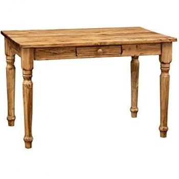 Biscottini Rustic Lime Wood Living Room Desk with Drawer