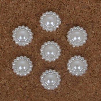 Flat Back Plastic ABS Pearl Flower for DIY Crafts, 20-200 Pieces per Bag