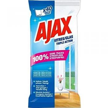 Ajax 40 Lingettes Vitres Triple Action Extra Fort