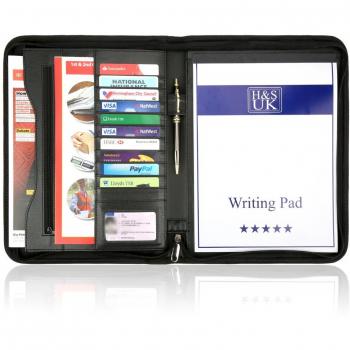 HGV Driver's Tacho Organizer A4 Zipped Portfolio with Card Holder and Writing Pad