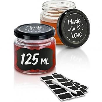 Vasetti da Bomboniere 125ml – 25 Unità con Pennarello e Etichette