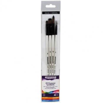 Busta con 4 pennelli sintetici Graduate manici lunghi Daler-Rowney
