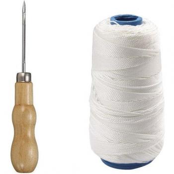 300M Waxed Sewing Thread with Awl and Wooden Handle for Hand Stitching Leather