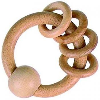 Hochet en bois Goki Baby avec anneaux