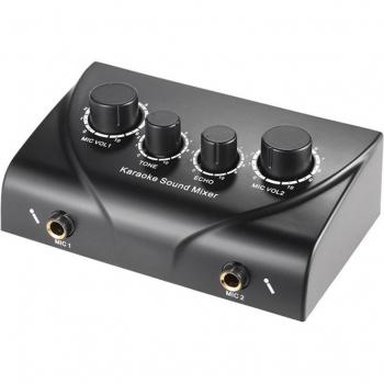 Tragbarer Mixer mit zwei Mikrofoneingängen und Karaoke-Funktion, EU-Stecker