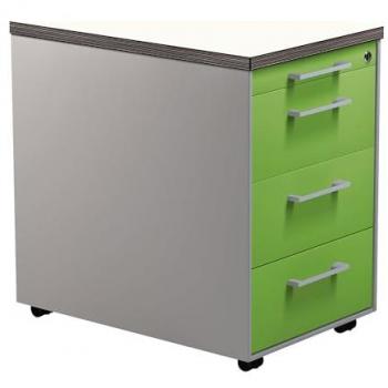 MAUSER Mobile Office Pedestal, 3 Drawer, 579x600mm, White Aluminium