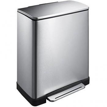 EKO Pattumiera a Gradini E-Cube 28 L + 18 L Argento Opaco