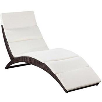 Brown Folding Sun Lounger with Cushion