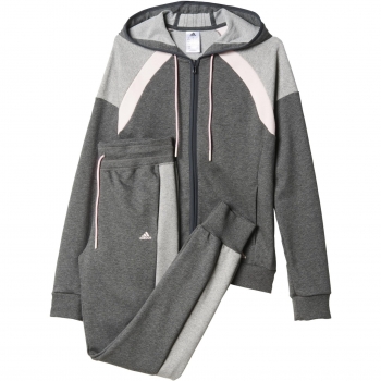 Girls' AdiRun Grey/Pink Track Jacket & Pants