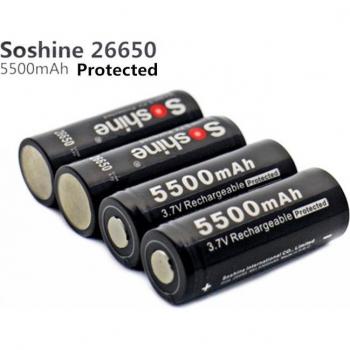 Soshine 3.7V 5500mAh 26650 Rechargeable Battery with Protective Case