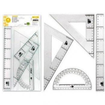 Juego Escuadra y Cartabon 25Cm Regla 30 cm y Semicirculo 15Cm Liderpapel en Petaca Incolora