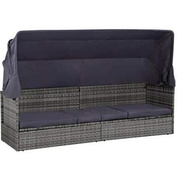 Elegantes Gartenbett mit Baldachin in Grau 205×62 cm