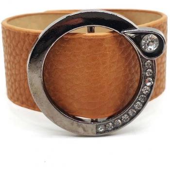 Metal Charm Leather Bracelet for Women