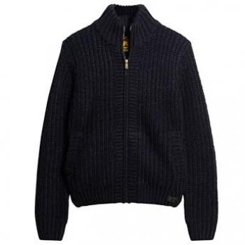 Superdry Maglione Spesso con Zip Completo Blu e Nero