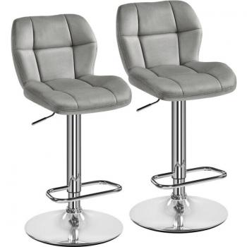 Lot de 2 Tabourets de Bar Gris Clair avec Pivot 360°