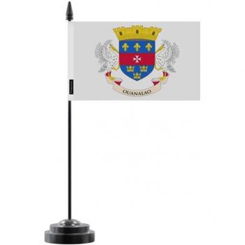 14×21 cm Saint‑Barthélemy Table Flag – Polyester with Plastic Rod – Double‑Sided Design