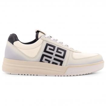 Givenchy Men's G4 White/Black Sneakers, Dégradé Leather and Canvas, Size 44