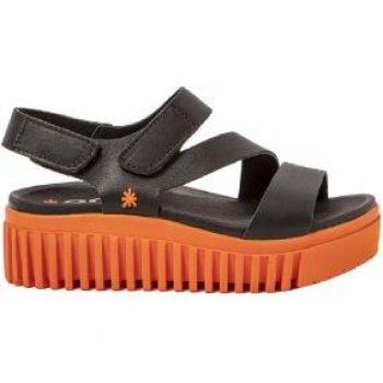 Art Sandalias de cuña 1573 NAPPA BLACK-ORANGE para mujer