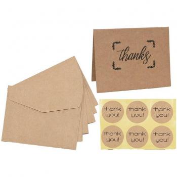 Kit de Tarjetas Agradecimiento 6 piezas, Kraft Blanco
