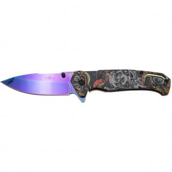 Coltello Tascabile con Cuscinetti a Sfera, Impugnatura in Alluminio Stampa 3D, Lama Inox 10,4 cm Placcata Titanio
